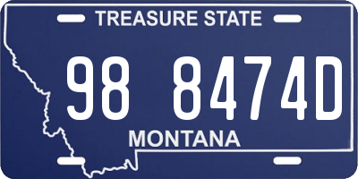 MT license plate 988474D