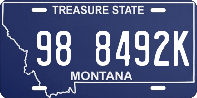 MT license plate 988492K