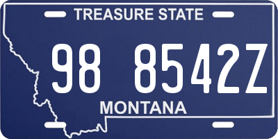 MT license plate 988542Z