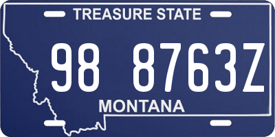 MT license plate 988763Z