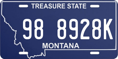 MT license plate 988928K