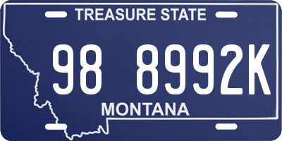 MT license plate 988992K