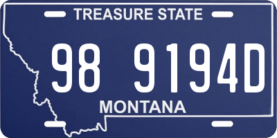 MT license plate 989194D