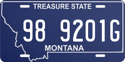 MT license plate 989201G