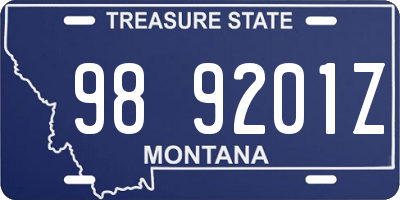 MT license plate 989201Z