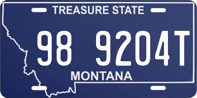 MT license plate 989204T