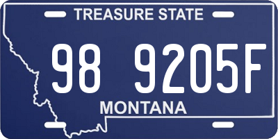 MT license plate 989205F