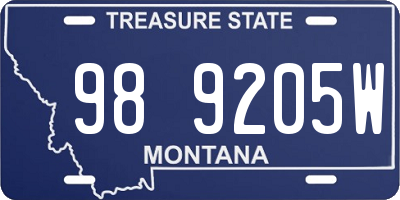 MT license plate 989205W