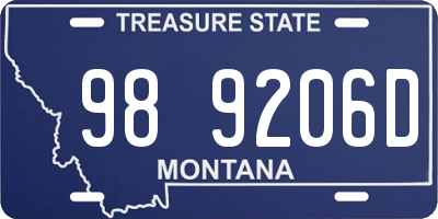 MT license plate 989206D