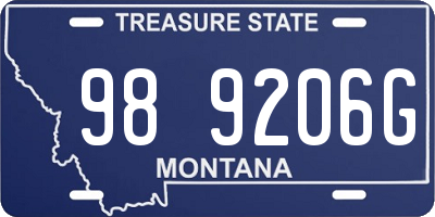 MT license plate 989206G
