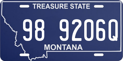 MT license plate 989206Q