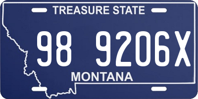 MT license plate 989206X