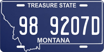 MT license plate 989207D