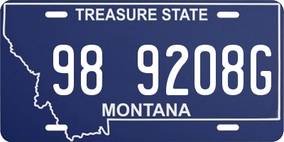 MT license plate 989208G