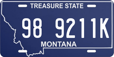 MT license plate 989211K