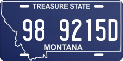 MT license plate 989215D