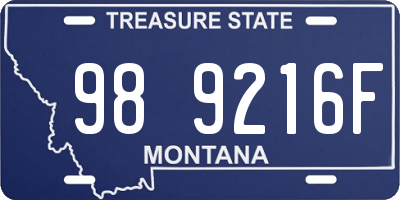 MT license plate 989216F
