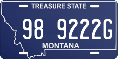 MT license plate 989222G