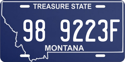 MT license plate 989223F