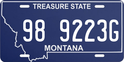 MT license plate 989223G