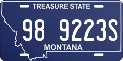 MT license plate 989223S