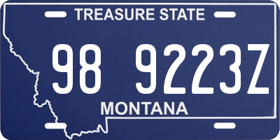 MT license plate 989223Z