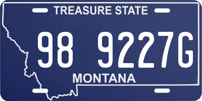 MT license plate 989227G