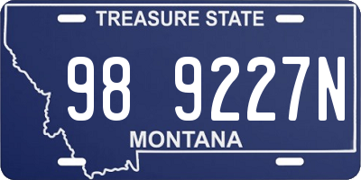 MT license plate 989227N