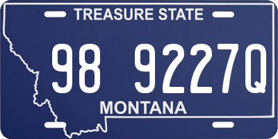 MT license plate 989227Q
