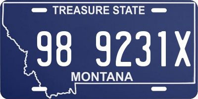 MT license plate 989231X