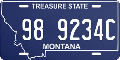 MT license plate 989234C