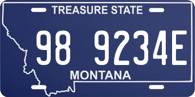 MT license plate 989234E