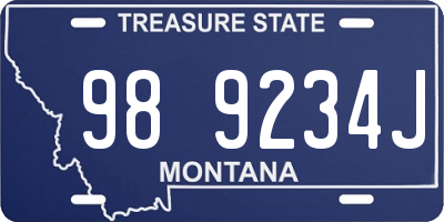 MT license plate 989234J