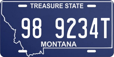 MT license plate 989234T