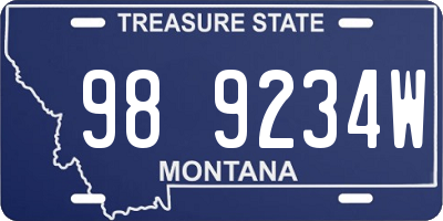 MT license plate 989234W