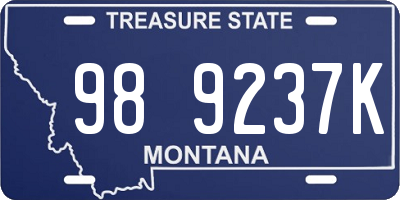 MT license plate 989237K