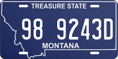 MT license plate 989243D