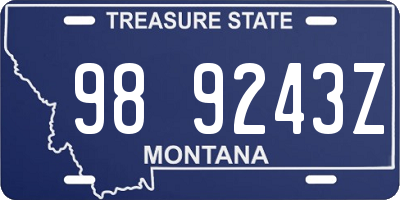 MT license plate 989243Z