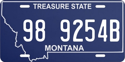 MT license plate 989254B