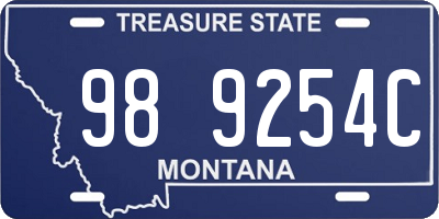 MT license plate 989254C