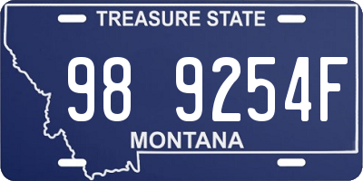 MT license plate 989254F