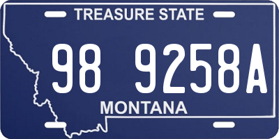 MT license plate 989258A