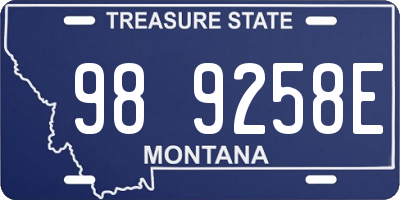 MT license plate 989258E