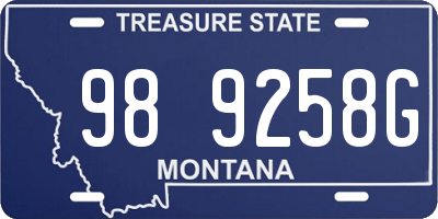MT license plate 989258G