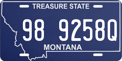 MT license plate 989258Q