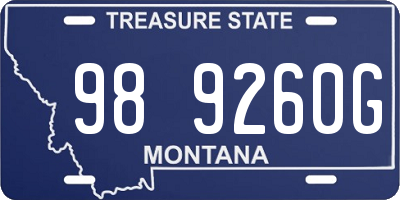 MT license plate 989260G