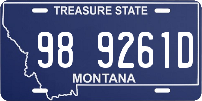 MT license plate 989261D