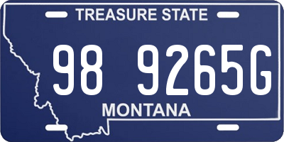MT license plate 989265G