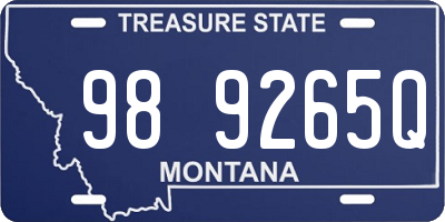 MT license plate 989265Q