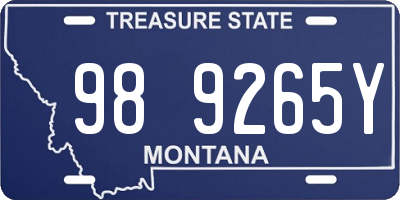 MT license plate 989265Y